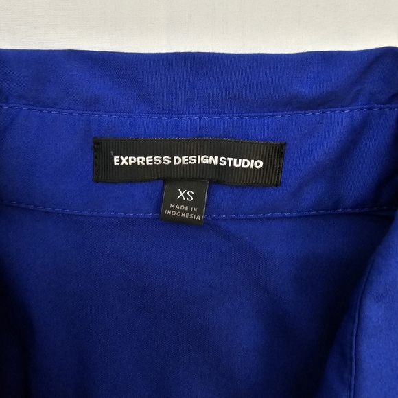 EXPRESS Women's V-Neck Short Sleeve Blouses Purple Blue Size XS - Picture 6 of 17